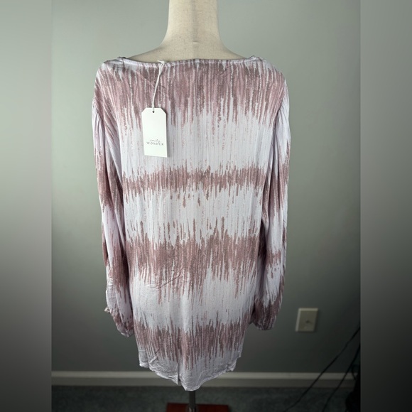 EMILY WONDER Mauve Artsy V Neck Abstract Print Tunic Top Blouse 2X New NWT - Picture 7 of 11